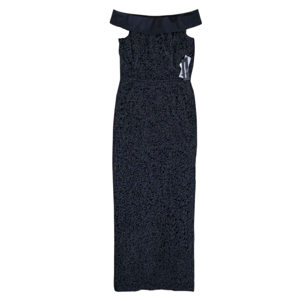 Karl Lagerfeld Paris Black Off the Shoulder Sheath Dress Maxi Gown Size 14 - Picture 2 of 12